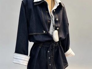 Women denim dress, wholesale denim long dress Guangzhou factory 