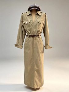 Khaki cargo maxi dress lapel collar belted waist long sleeve safari one‑piece women vintage casual bulk wholesale